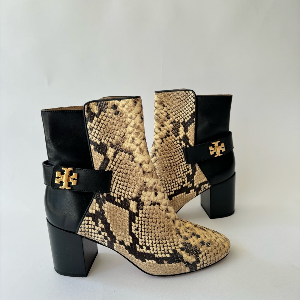 Tory Burch Shoes - Black and Tan Snake Print Ankle Boots